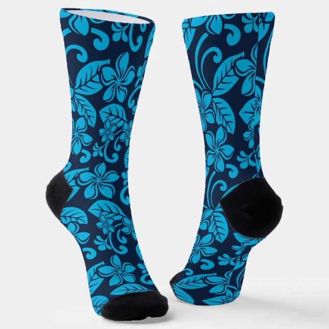 Chaussette PLUMÉRIE DE L'ÎLE (BLEU x 2) (Angulaire)
