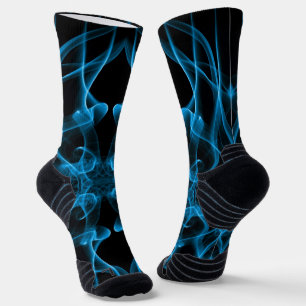 Chaussette Plumes de fumée bleue sur noir