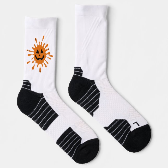Chaussette Pointe orange avec visage citrouille (Droite)