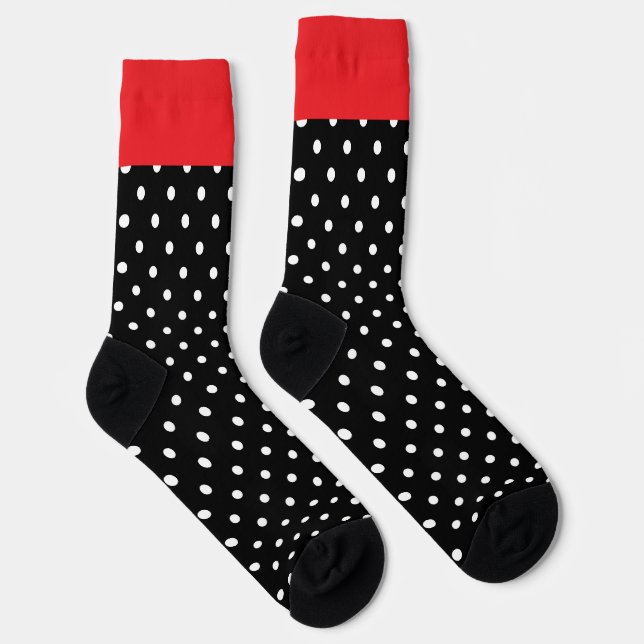 Chaussette Points Blancs Sur Trim Rouge Noir (Droite)
