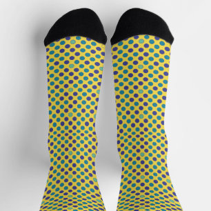 Chaussette Points bleus et violets vintage sur fond jaune