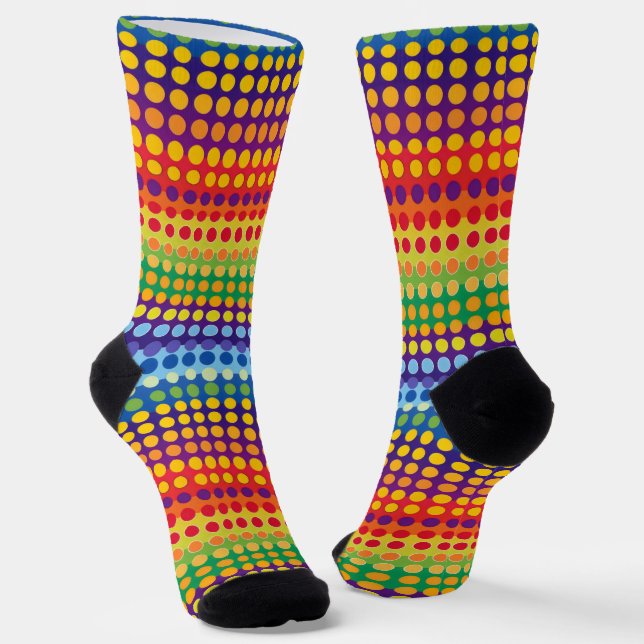 Chaussette Points et bandes arc-en-ciel (Angulaire)