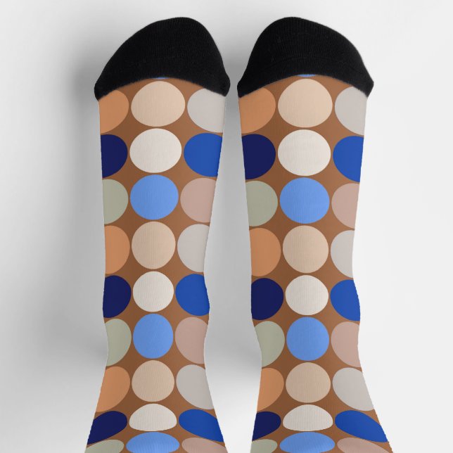 Chaussette Points géants du milieu du siècle, Taupe, Beige et (Haut)