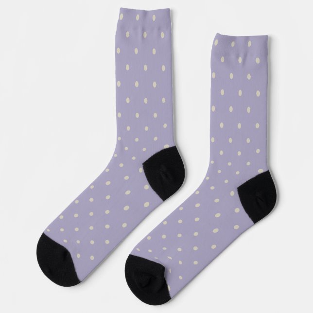 Chaussette Points Lavande Crème Motif à pois (Gauche)