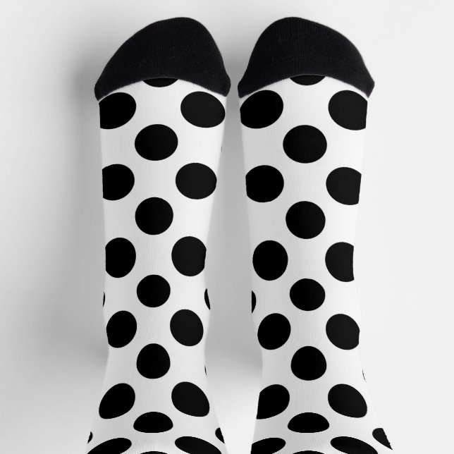Chaussette Pois, Motif Polka Dot, noir et blanc (Haut)