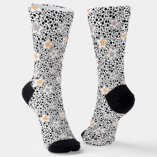 Chaussette Pois noir et blanc rétro avec étoiles