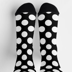 Chaussette Pois noirs et blancs, Motif Polka