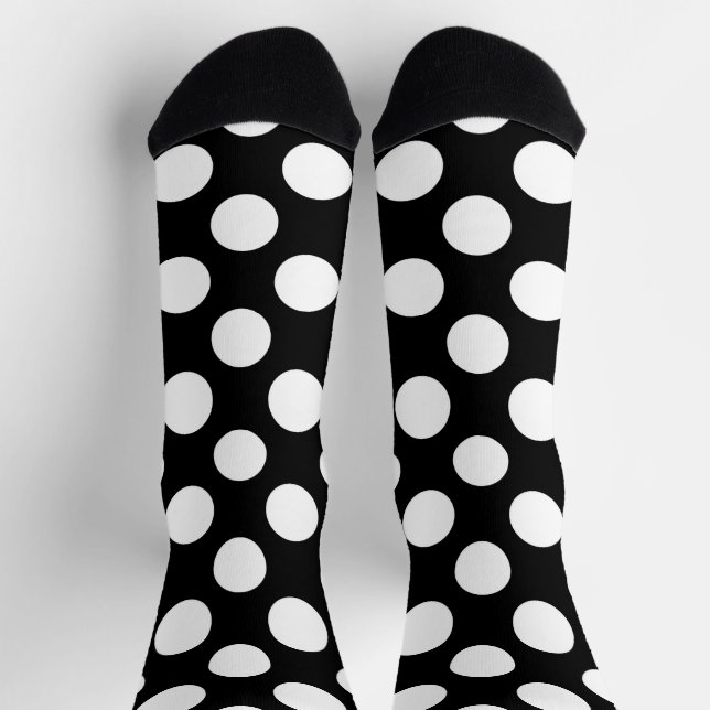 Chaussette Pois noirs et blancs, Motif Polka (Haut)