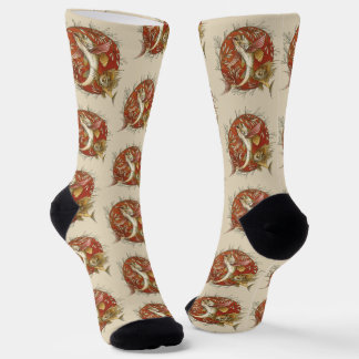 Chaussette Poisson Volant Japonais et Feuilles de Bambou Art
