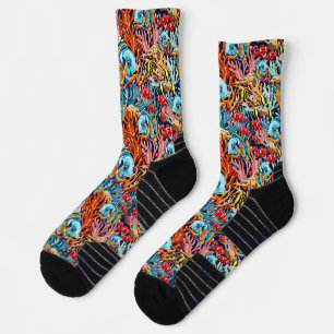 Chaussette Poissons Tropicaux Couleurs Vives Vibes d'Été
