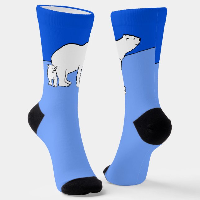 Chaussette Polar Bear Mom and Cub Peinture - Wildlife Art (Angulaire)