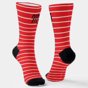 Chaussette Polices noires cool Monogramme sur bandes rouges M