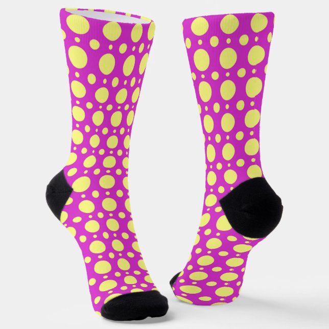 Chaussette Polka Dot Fun Chaussettes folles en rose et jaune (Angulaire)