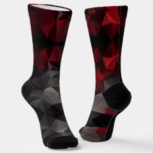 Chaussette Polygonal, noir et rouge