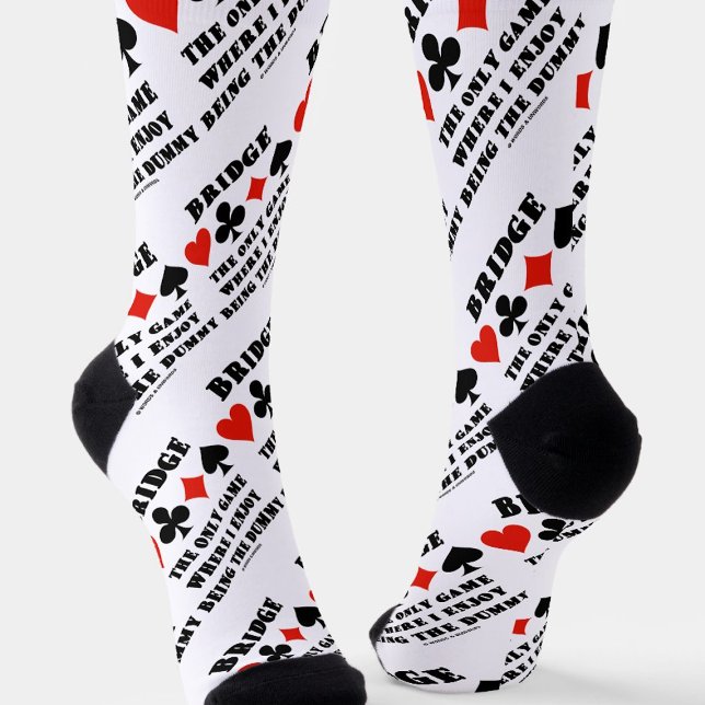 Chaussette Pont Le Seul Jeu Où J'Aime Être Fou (Bridge players who enjoy being the dummy will enjoy this bridge-themed pair of crew socks!)