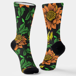 Chaussette Pop Fleurs Lumineuses de l'Arrière - plan noir