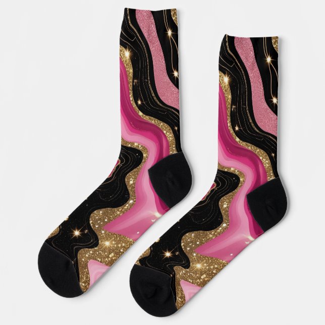 Chaussette Porte en or noir et rose (Gauche)