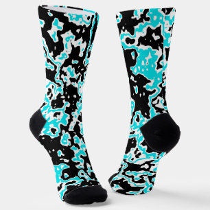 Chaussette Porte-téléphone à tourbillons cyan et noir