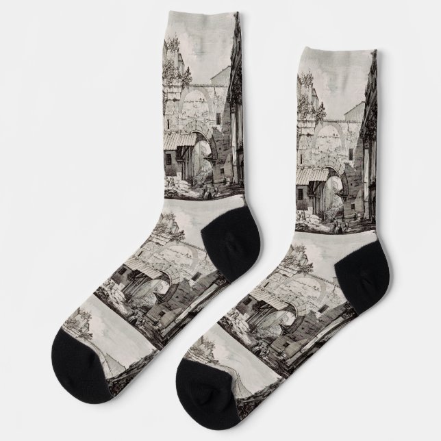 Chaussette Portique d'Octavie Rome Art en Noir et Blanc (Gauche)