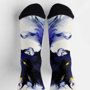 Chaussette Portrait abstrait aquarelle cheval noir