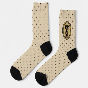Chaussette Portrait de cadre ovale or Dachshund (noir et bron