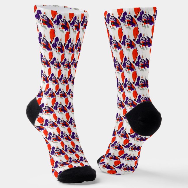 Chaussette Portrait de chat - Art Graphique Gras Orange et Vi (Angulaire)