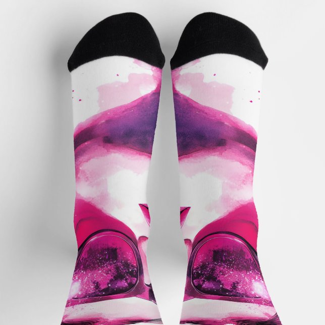 Chaussette Portrait de femme de mode chic aquarelle (Haut)