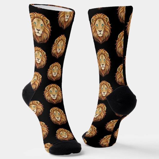 Chaussette Portrait de tête de lion vue de face (Angulaire)