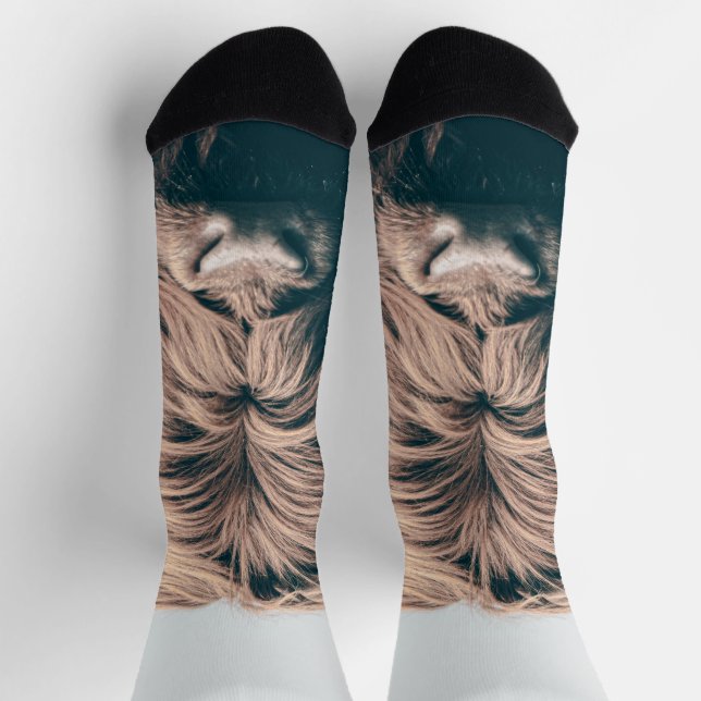 Chaussette Portrait de vache highland (Haut)