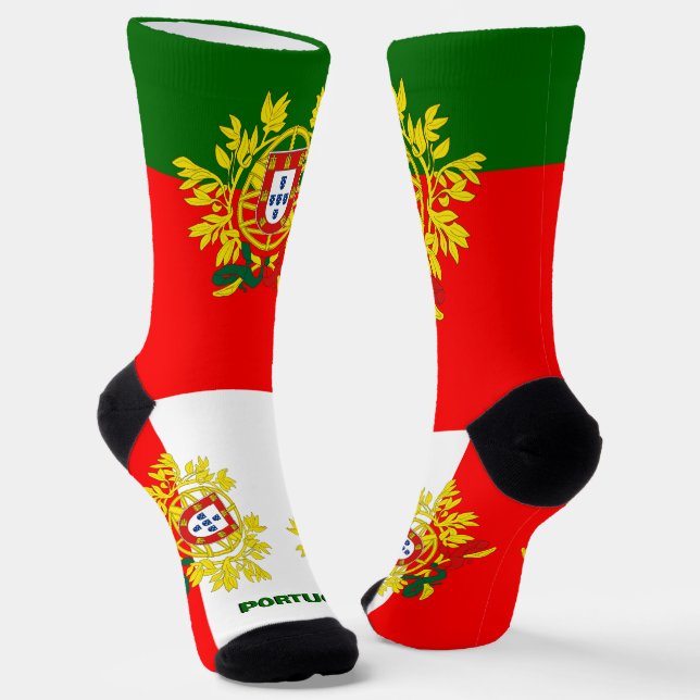 Chaussette Portugais Drapeau Patriotique, Durable Portugal (Angulaire)