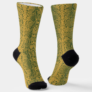 Chaussette Poster de animal de peau de serpent vert jaune