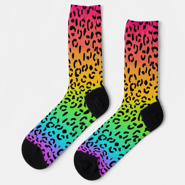 Chaussette Poster de animal de points Jaguar Arc-en-ciel (Gauche)