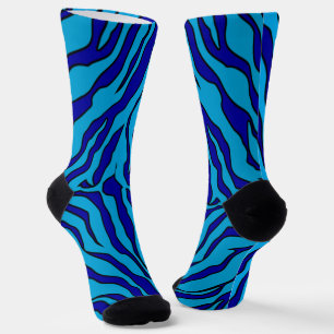 Chaussette Poster de animal Navy Blue And Turquoise Tiger Str