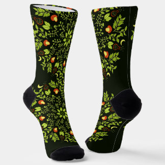 Chaussette Potion de sorcière verte champignons plantes amuse