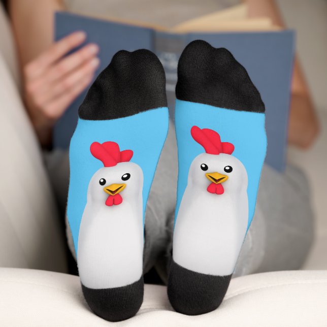 Chaussette Poulet blanc Kawaii / Coq (Fond)