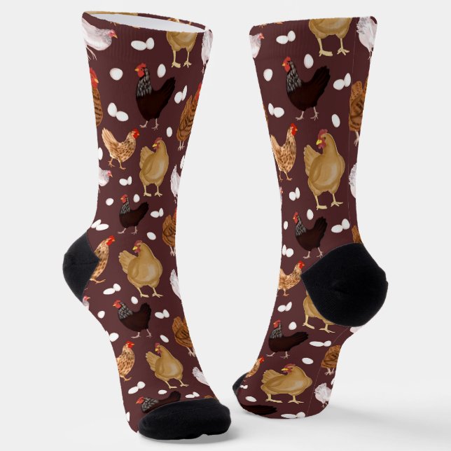 Chaussette Poulet Brown et Motif des oeufs (Angulaire)