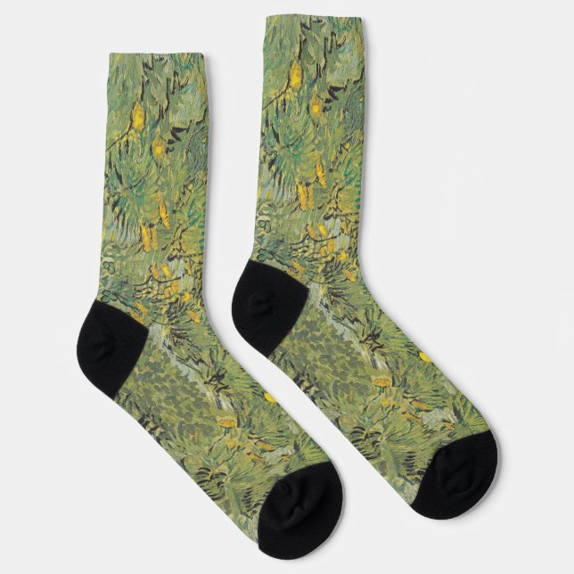 Chaussette Prairie jaune de Van Gogh - Art floral classique (Droite)
