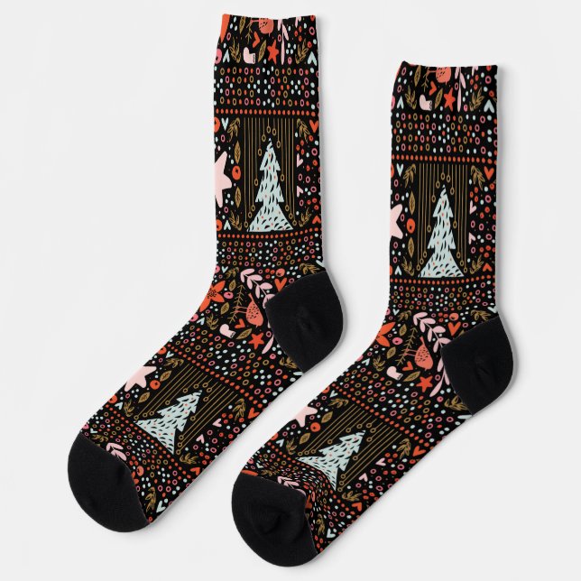 Chaussette Premium Festin Pastel Joyeux Noël (Gauche)
