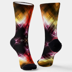Chaussette Prisme Ardente Abstrait avec Lueur Rouge et Or Rad