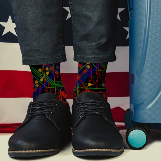 Chaussette Processus de routage Geek électronique Abstrait Re (Créateur téléchargé)