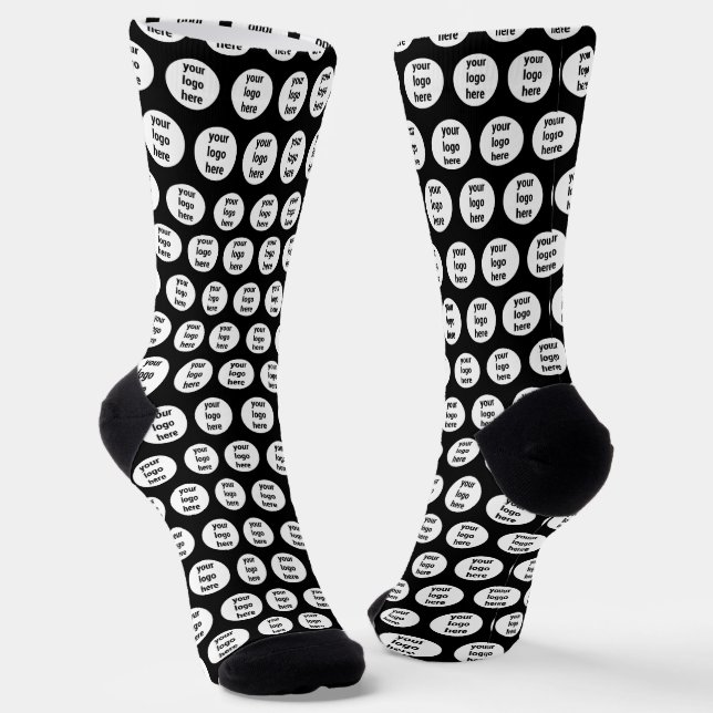 Chaussette Promotional Business Logo Black White Pattern  (Angulaire)
