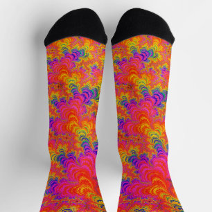 Chaussette Psychédélique Funky Hippie Boho Neon arc-en-ciel F