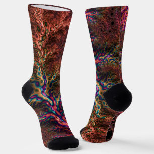 Chaussette Psychédélique Super Trippy Funky Colorful Fractal