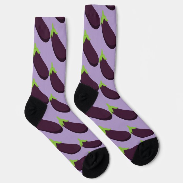 Chaussette Purple Aubergine Eggplant Food Pattern (Droite)
