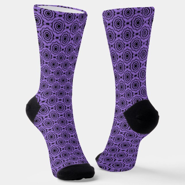 Chaussette Purple Black Flower Seamless Pattern (Angulaire)