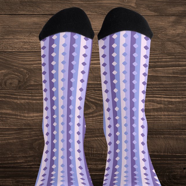 Chaussette Purple géométrique et bande de lavande (Créateur téléchargé)