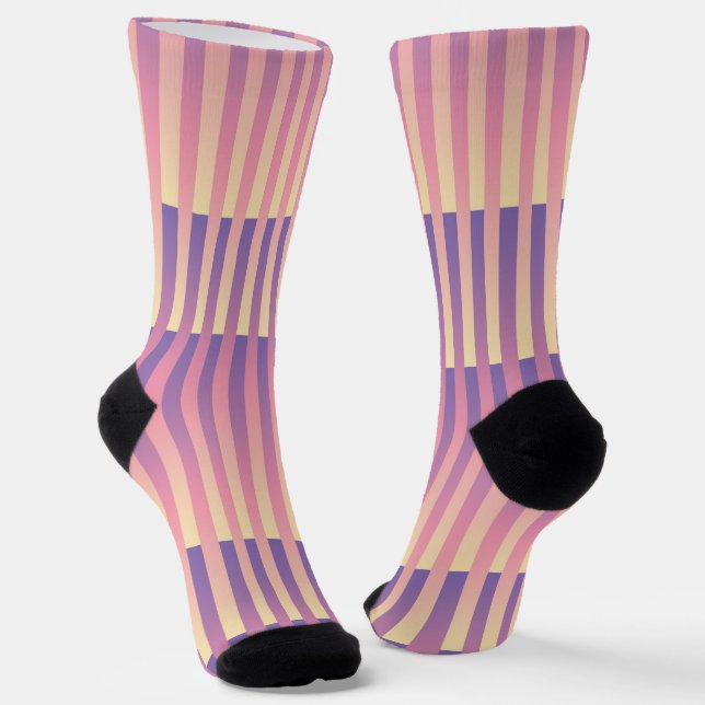 Chaussette Purple Pink Yellow Striped Pattern (Angulaire)