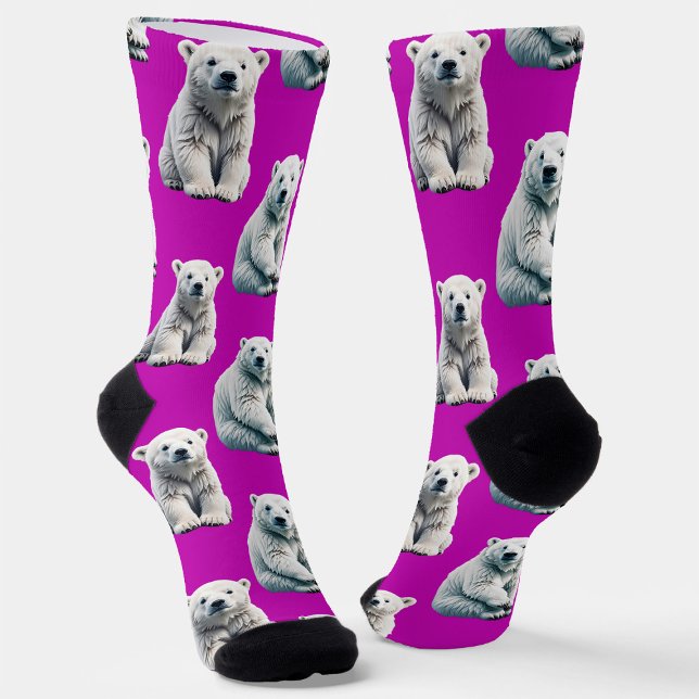 Chaussette Purple Polar Bear Pattern Design  (Créateur téléchargé)