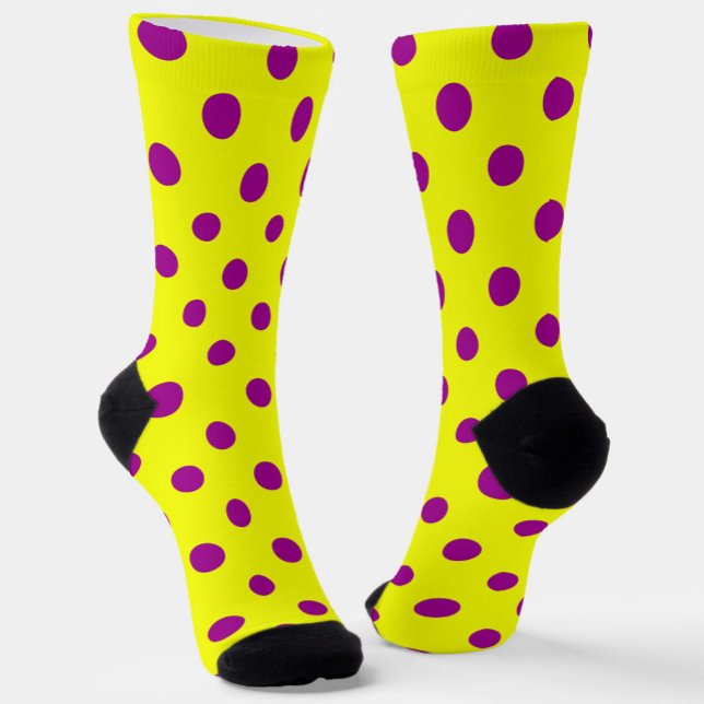Chaussette Purple Sur Motif Pois Jaune (Créateur téléchargé)