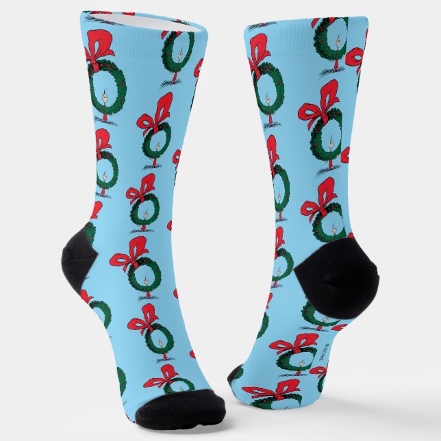 Chaussette Qui regarde à travers la couronne de Noël (Angulaire)